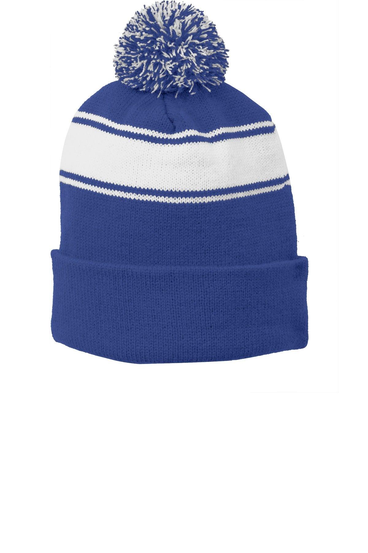 Sport-Tek Stripe Pom Pom Beanie. STC28 - Dresses Max