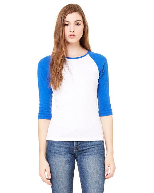 Bella + Canvas Ladies' Baby Rib 3/4-Sleeve Contrast Raglan T-Shirt B2000 - Dresses Max