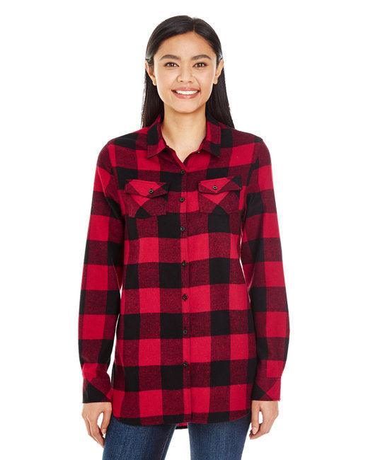 Burnside Ladies' Plaid Boyfriend Flannel Shirt B5210 - Dresses Max