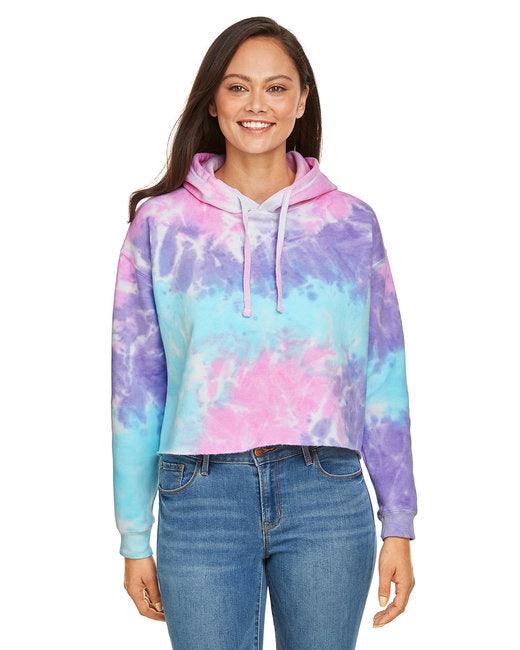 Tie-Dye Ladies' Cropped Hooded Sweatshirt CD8333 - Dresses Max