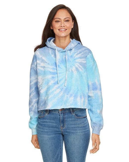 Tie-Dye Ladies' Cropped Hooded Sweatshirt CD8333 - Dresses Max