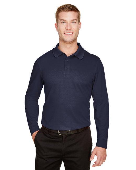 Devon & Jones CrownLux Performance Men's Plaited Long Sleeve Polo DG20L - Dresses Max