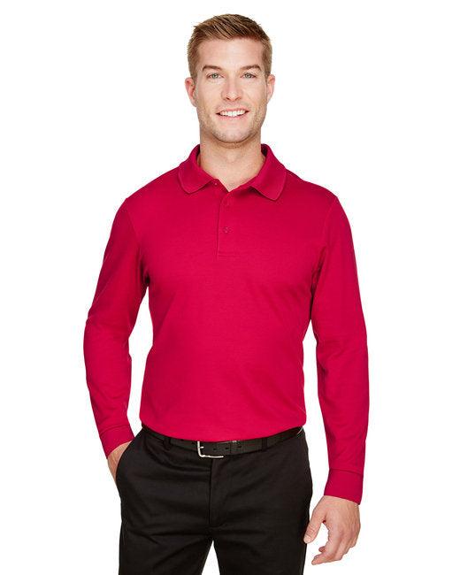 Devon & Jones CrownLux Performance Men's Plaited Long Sleeve Polo DG20L - Dresses Max