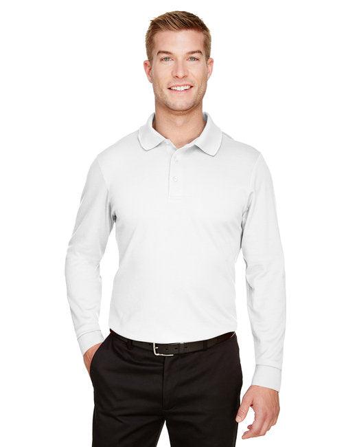 Devon & Jones CrownLux Performance Men's Plaited Long Sleeve Polo DG20L - Dresses Max