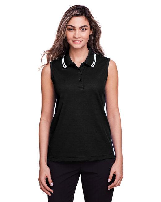 Devon & Jones Ladies' CrownLux Performance Plaited Tipped Sleeveless Polo DG20SW - Dresses Max