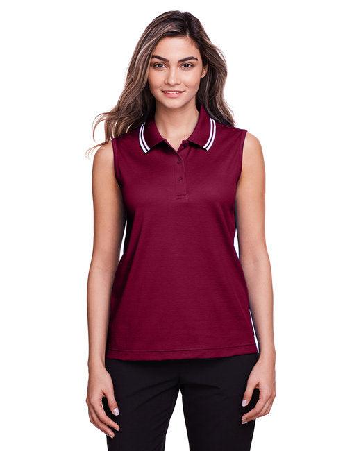 Devon & Jones Ladies' CrownLux Performance Plaited Tipped Sleeveless Polo DG20SW - Dresses Max