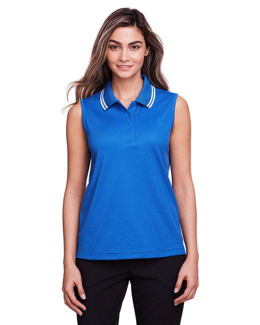 Devon & Jones Ladies' CrownLux Performance Plaited Tipped Sleeveless Polo DG20SW - Dresses Max