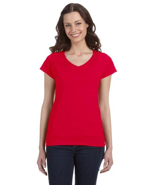 Gildan Ladies' SoftStyle Fitted V-Neck T-Shirt G64VL - Dresses Max