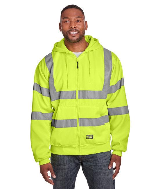 Men's Berne Hi-Vis Class 3 Lined Hooded Sweatshirt HVF021 - Dresses Max