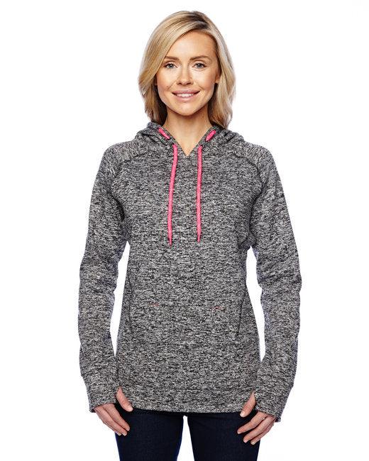 J America Ladies' Cosmic Contrast Fleece Hooded Sweatshirt JA8616 - Dresses Max