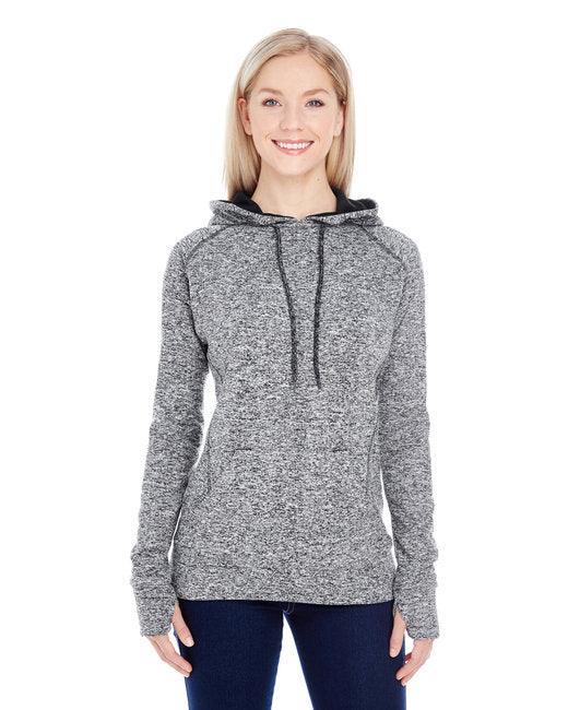 J America Ladies' Cosmic Contrast Fleece Hooded Sweatshirt JA8616 - Dresses Max