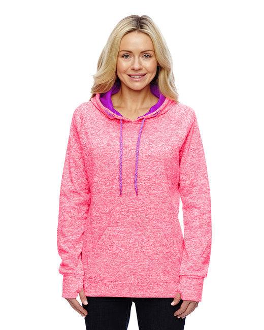 J America Ladies' Cosmic Contrast Fleece Hooded Sweatshirt JA8616 - Dresses Max