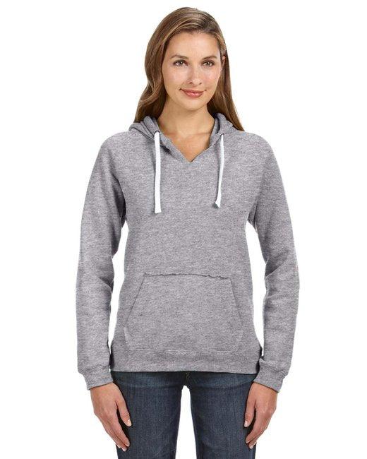 J America Ladies' Sydney Brushed V-Neck Hooded Sweatshirt JA8836 - Dresses Max