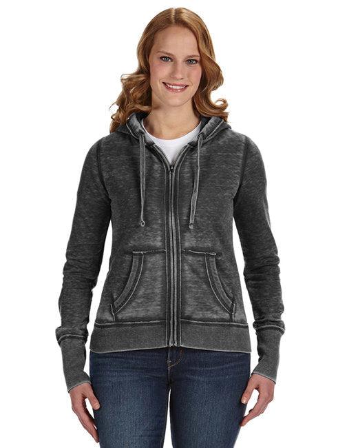 J America Ladies' Zen Full-Zip Fleece Hooded Sweatshirt JA8913 - Dresses Max