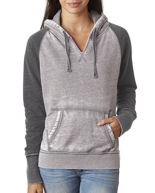 J America Ladies' Zen Contrast Pullover Hooded Sweatshirt JA8926 - Dresses Max