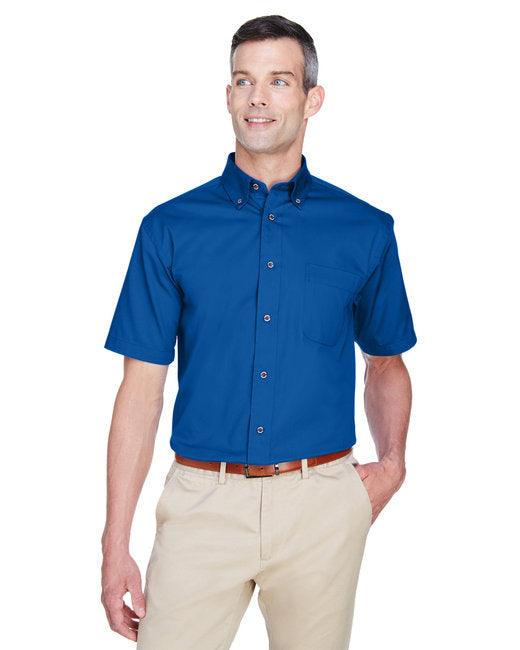 Harriton Men's Easy Blend Short-Sleeve Twill Shirt with Stain-Release M500S - Dresses Max