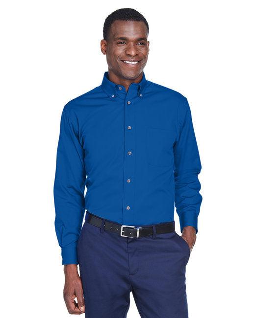 Harriton Men's Tall Easy Blend Long-Sleeve Twill Shirt with Stain-Release M500T - Dresses Max