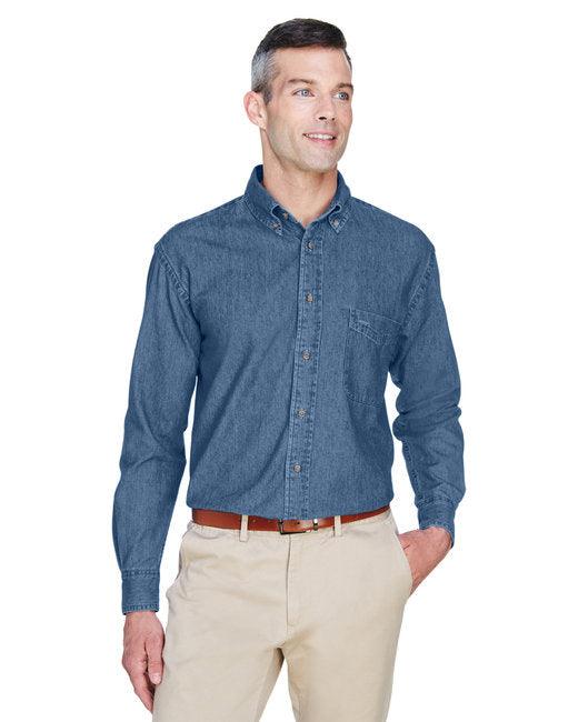 Harriton Men's Tall 6.5 oz. Long-Sleeve Denim Shirt M550T - Dresses Max