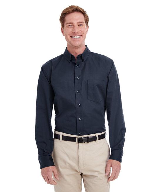 Harriton Men's Tall Foundation 100% Cotton Long-Sleeve Twill Shirt with Teflon M581T - Dresses Max