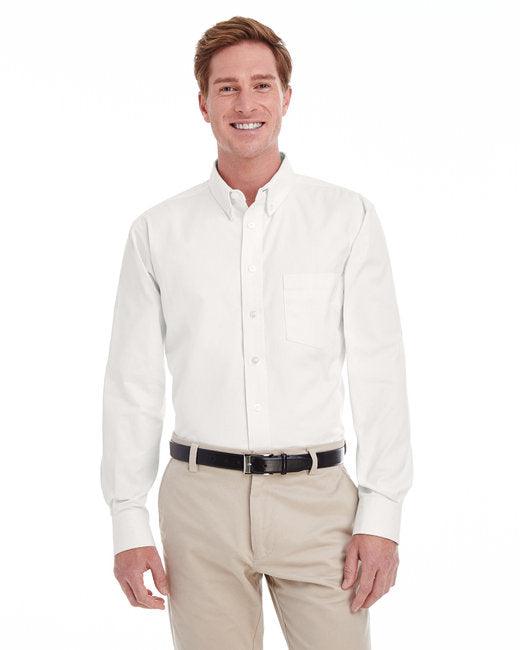 Harriton Men's Tall Foundation 100% Cotton Long-Sleeve Twill Shirt with Teflon M581T - Dresses Max