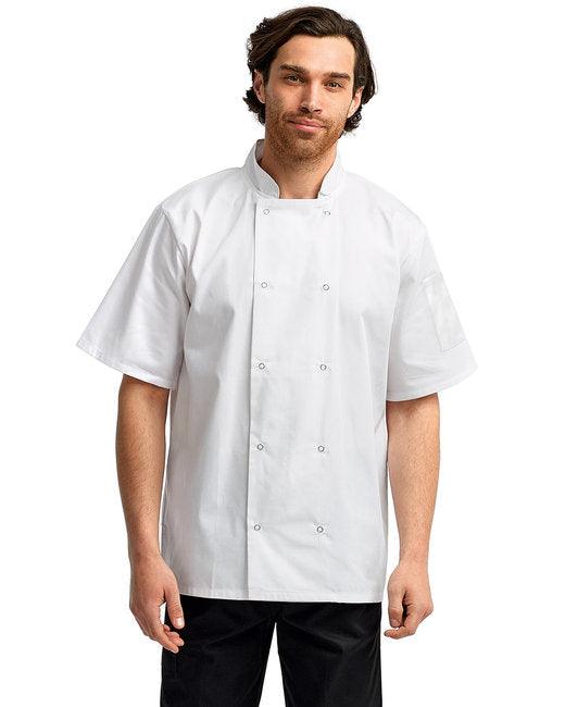 Artisan Collection by Reprime Unisex Studded Front Short-Sleeve Chef's Jacket RP664 - Dresses Max