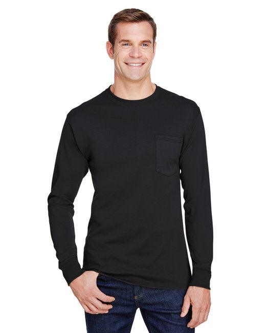 Hanes Adult Workwear Long-Sleeve Pocket T-Shirt W120 - Dresses Max